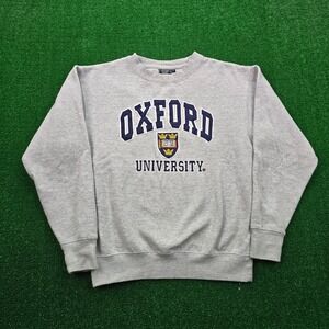 Oxford University Sweatshirt Mens Small Gray Pullover Embroidered Varsity Preppy